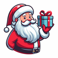 This is a vector illustration of a Santa Claus on a white background. The illustration is simple and colorful, suitable for greeting cards, posters, or stickers.