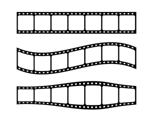 Black film strip set. Movie tape's frames for cinema design, photography studio. vector.. - obrazy, fototapety, plakaty