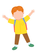 joyful boy going to school character