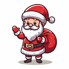This is a vector illustration of a Santa Claus on a white background. The illustration is simple and colorful, suitable for greeting cards, posters, or stickers.