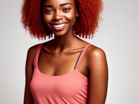 donna africana capelli ricci rossi sorriso 
