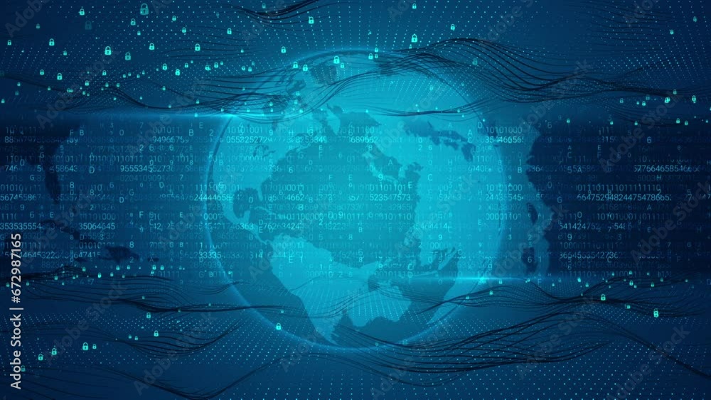 Wall mural security information system background in digital technology business