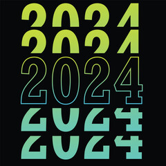 2024 text with modern colors suitable for banners, posters and social media posts celebrating New Year Retro Text Effect, vintage style of eighties, cyberpunk style