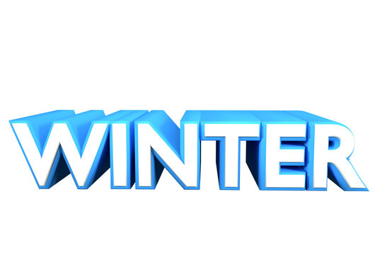 3d text winter with blue color on transparent background