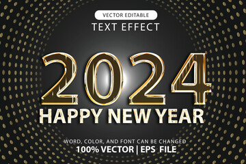 Obraz premium vector editable text 3d effect happy new year 2024 design template for celebration of the new year 2023 to 2024