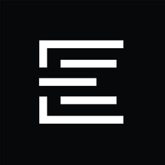Initial Letter E, with monogram style, simple abstract flat logo vector. 