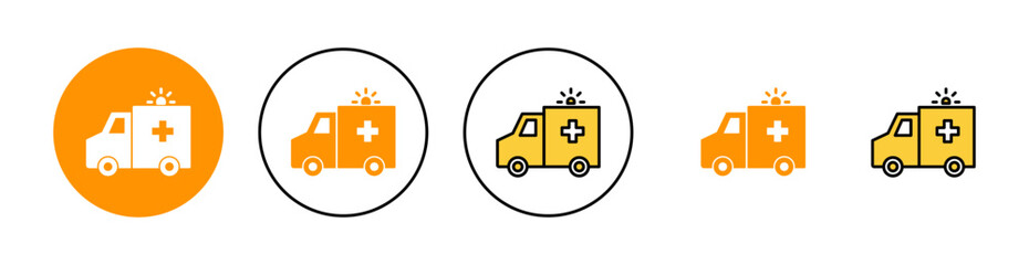Ambulance icon set for web and mobile app. ambulance truck sign and symbol. ambulance car