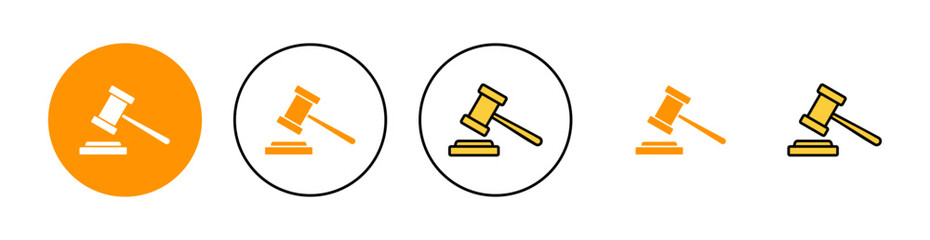 Gavel icon set for web and mobile app. judge gavel sign and symbol. law icon. auction hammer