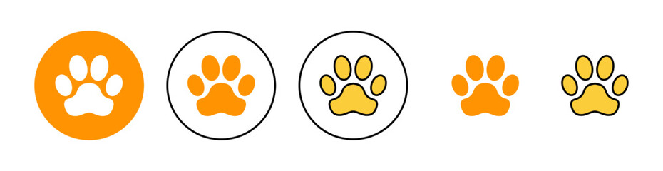 Paw icon set for web and mobile app. paw print sign and symbol. dog or cat paw