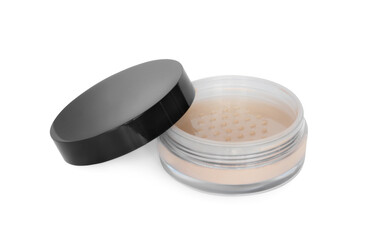 Loose face powder isolated on white. Makeup product