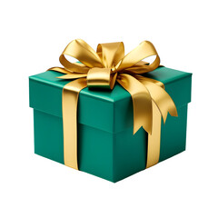 Green gift box isolated on transparent background