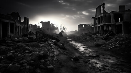 Villages devastated by war and people in despair