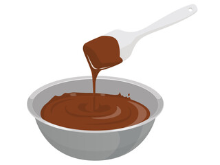 溶けたチョコレートを混ぜるイラスト_ベクターイラスト