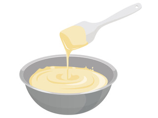 溶けたホワイトチョコレートを混ぜるイラスト_ベクターイラスト