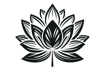 Vector black lotus icons set on white background. Lotus plant. Lotus flower