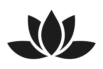 Vector black lotus icons set on white background. Lotus plant. Lotus flower