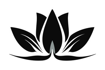 Vector black lotus icons set on white background. Lotus plant. Lotus flower