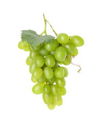 Fresh ripe grapes and leaf isolated on white