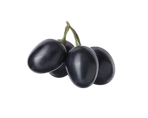 Delicious ripe dark blue grapes isolated on white