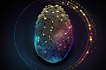 Digital Biometric Fingerprint System for Security and Identification. Ai generated