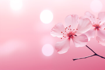Soft focus of a flower on a pink background in the style of bokeh panorama with copy space