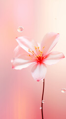 Obraz premium Soft focus of a flower on a pink background in the style of bokeh panorama