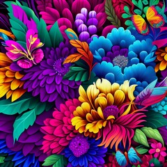AI generated illustration of different flowers