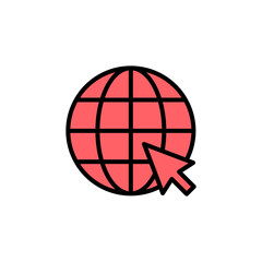 Web icon set illustration. go to web sign and symbol. web click icon. Global search icon