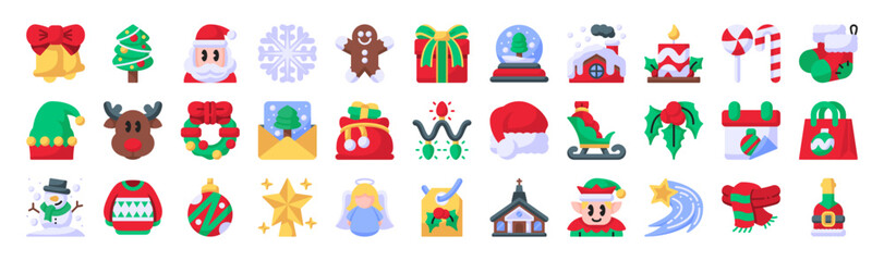Christmas flat icon set