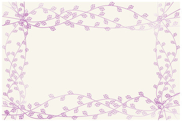 purple vines and flower buds border on an off-white background