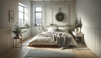Serene Christmas Morning in a Scandinavian Bedroom