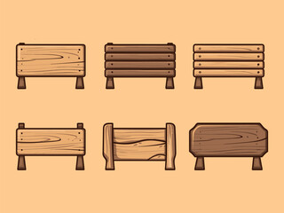 Fototapeta premium Set of cute wooden sign vector Illustration