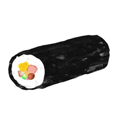 【節分素材】和風の筆描きの恵方巻き