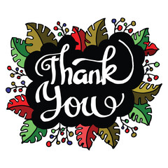 Hand writting lettering typography of thank you illustration vector