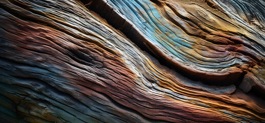 Natural texture of aged wood surfaces showcases intricate details and vibrant colors.