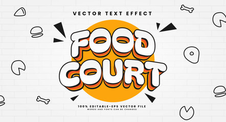 Food court editable text style effect. Vector text effect for a restaurant or food theme. - obrazy, fototapety, plakaty
