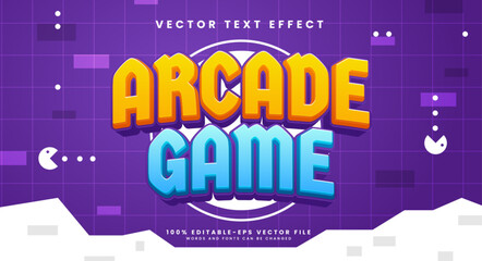 Arcade game editable text style effect. Vector text effect with the style of young people who like to play games. © Niestart Creation