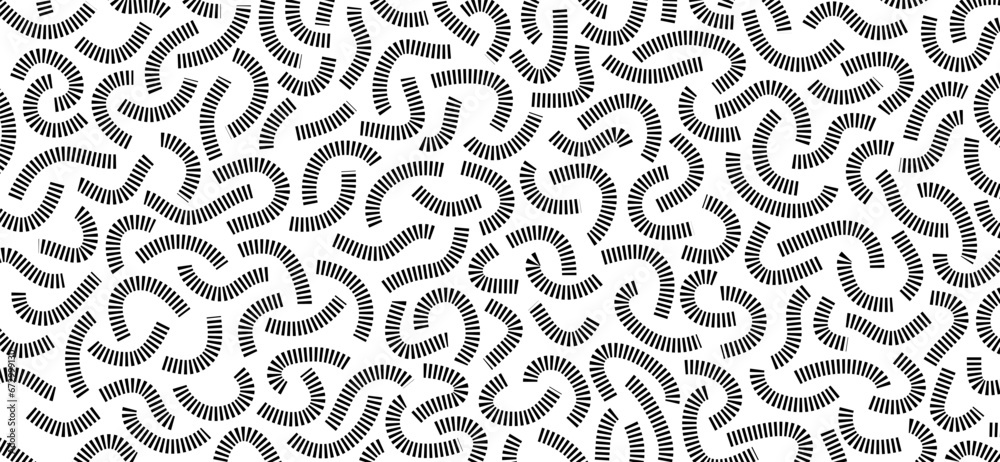 Poster monochrome doodle pattern. funny pattern. black curves on white background.