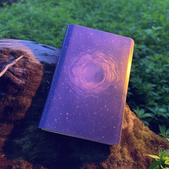 Direct above shot of a deep purple dream journal on
