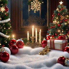 christmas decoration with candles and decorations