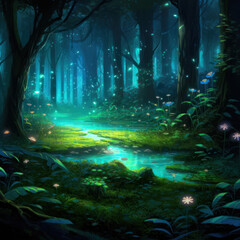  A hidden glade where fireflies dance in the twilight 
