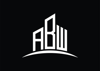 Letter ABW building vector monogram logo design template. Building Shape ABW logo.