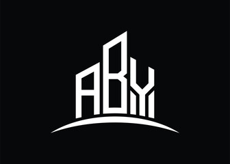 Letter ABY building vector monogram logo design template. Building Shape ABY logo.