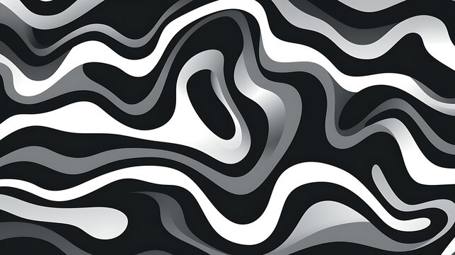 Organic simple repetative shapes like water flowing in the style of a black and white drawing