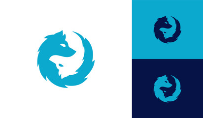 Wolf head silhouette logo design