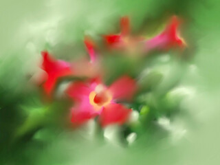 red flower on green digital art for card decoration illustration