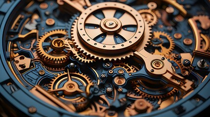 Fototapeta na wymiar AI generated illustration of a detailed macro view of an intricate watch mechanism with gears