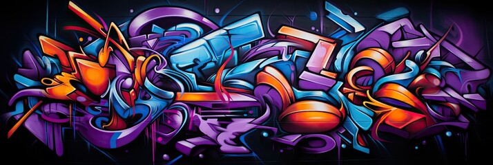 a graffiti artwork with vibrant colors and abstract shapes, generative AI