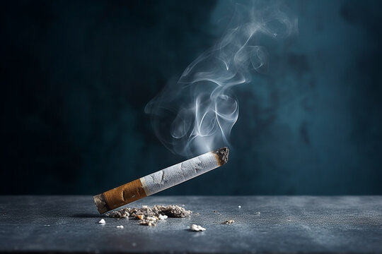 An image of a half smoked cigarette - Generative AI