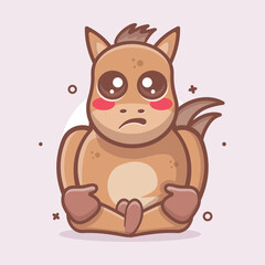 Fototapeta premium kawaii horse animal character mascot with sad expression isolated cartoon